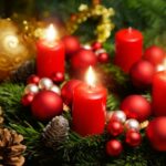 advent wreath with 3 burning candles